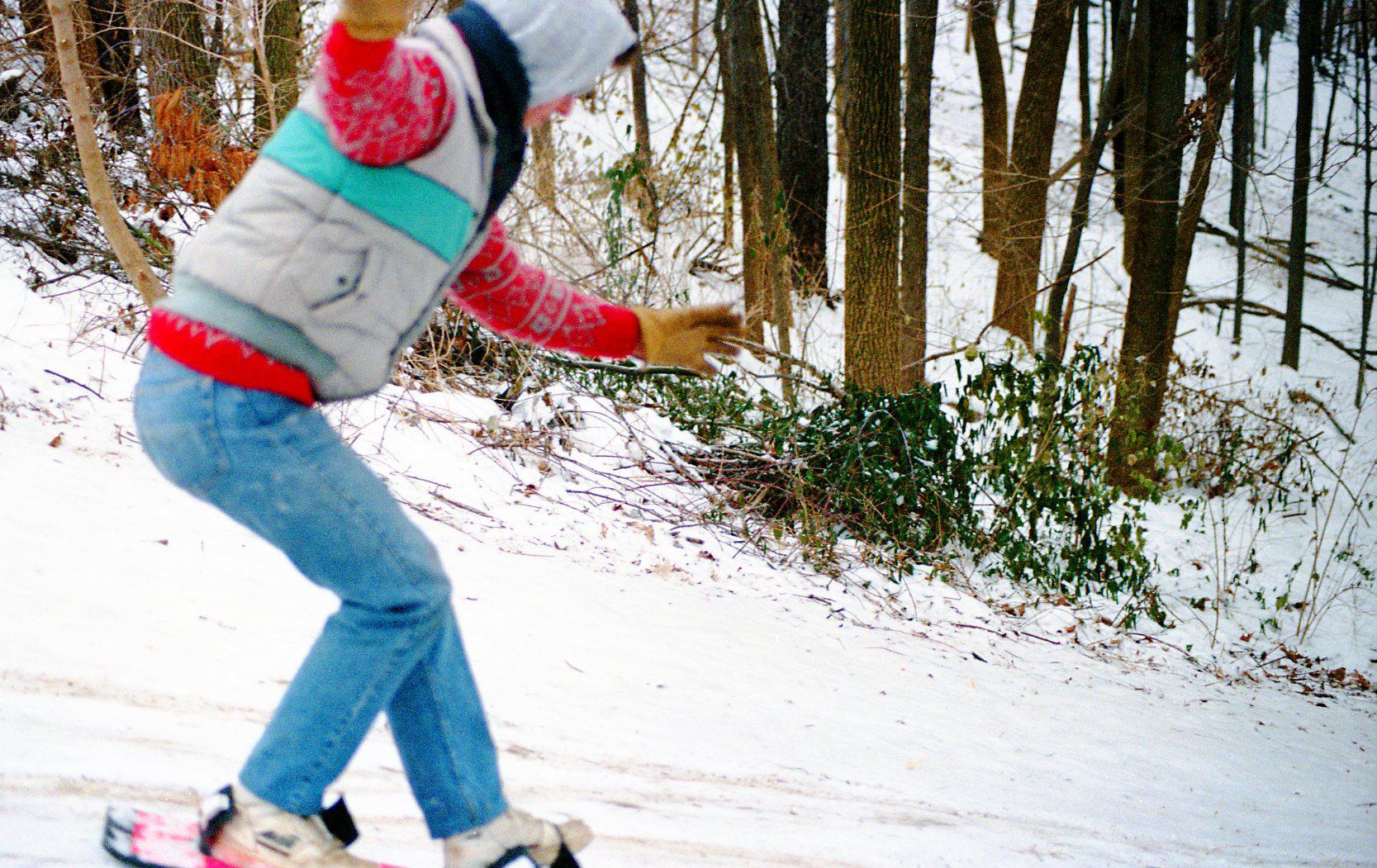Andy Shirk Snowboarding Down "Devil's Hill" Sled Run