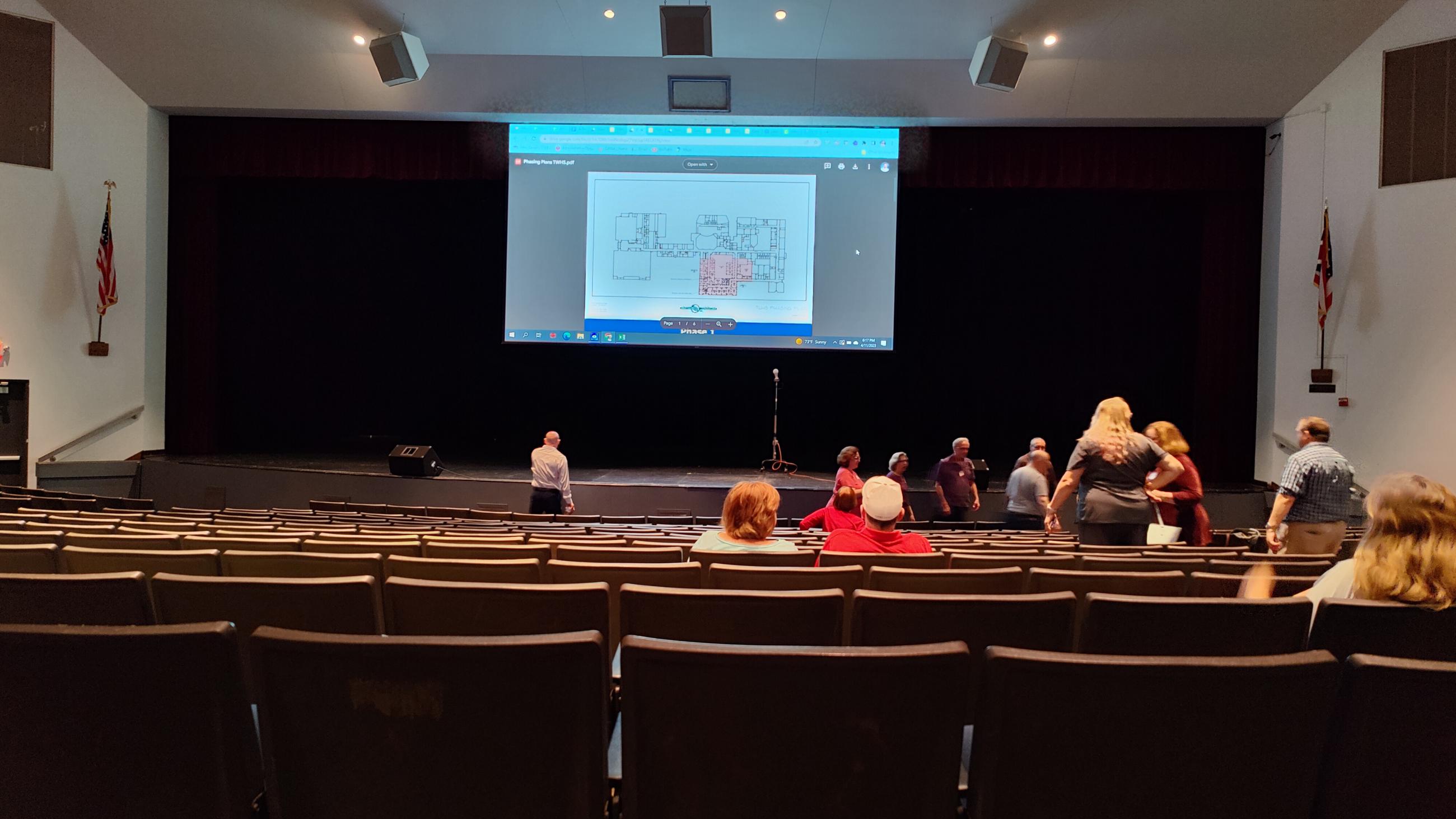 Attendees at the Thomas Worthington High School Alumni Tour, Gathering in Auditorium