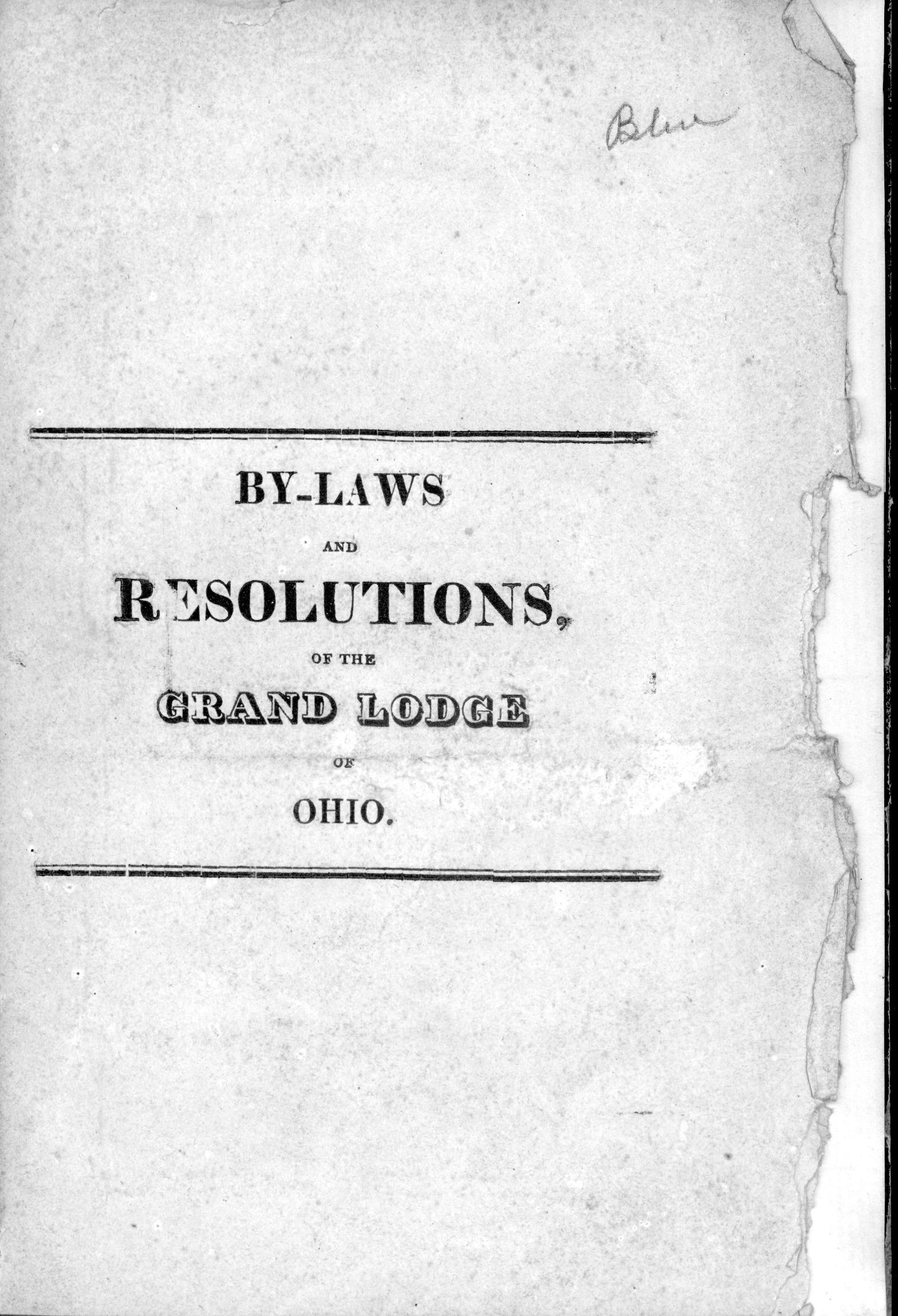 By-Laws and Resolutions of the Grand Lodge of Ohio