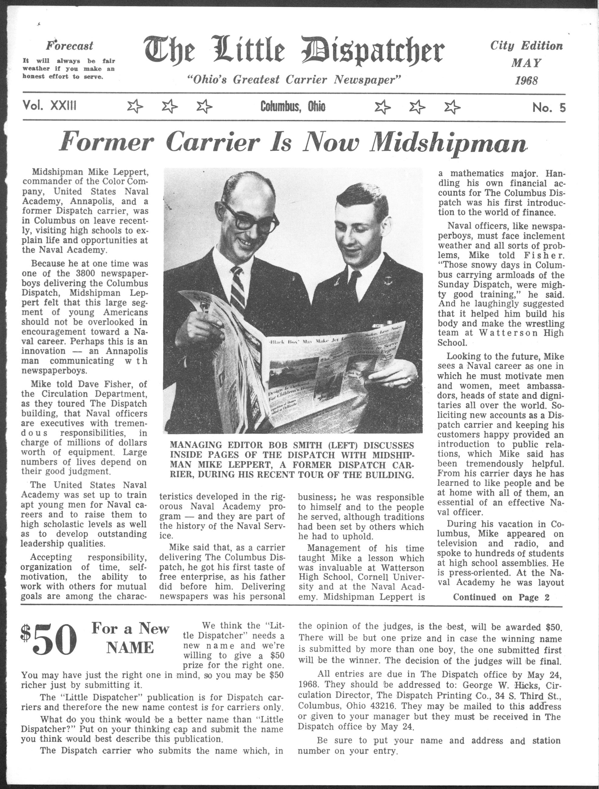 Former Carrier is Now Midshipman