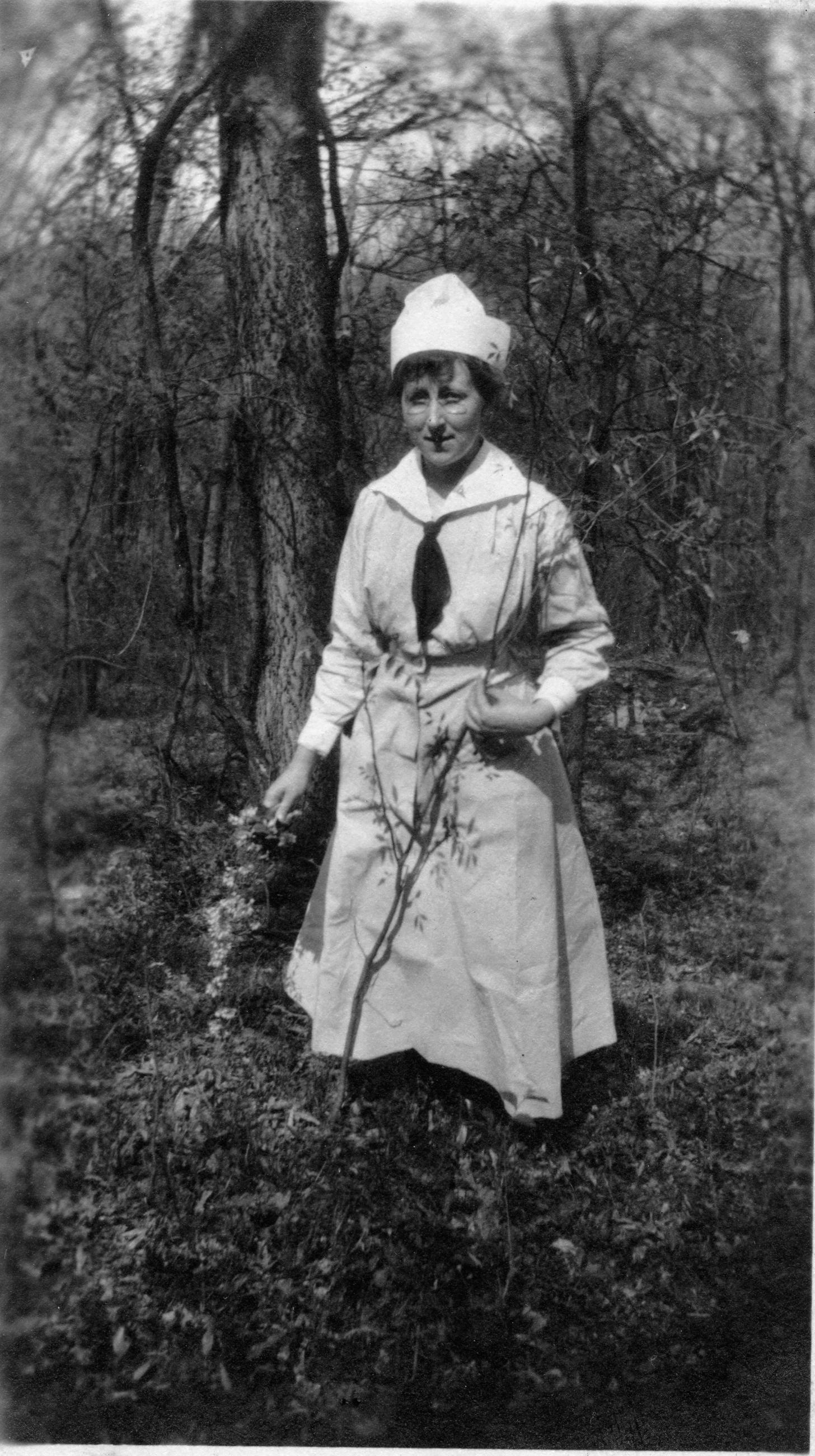 Harriet Elizabeth Putman Standing on Hillside at Camp Sherman