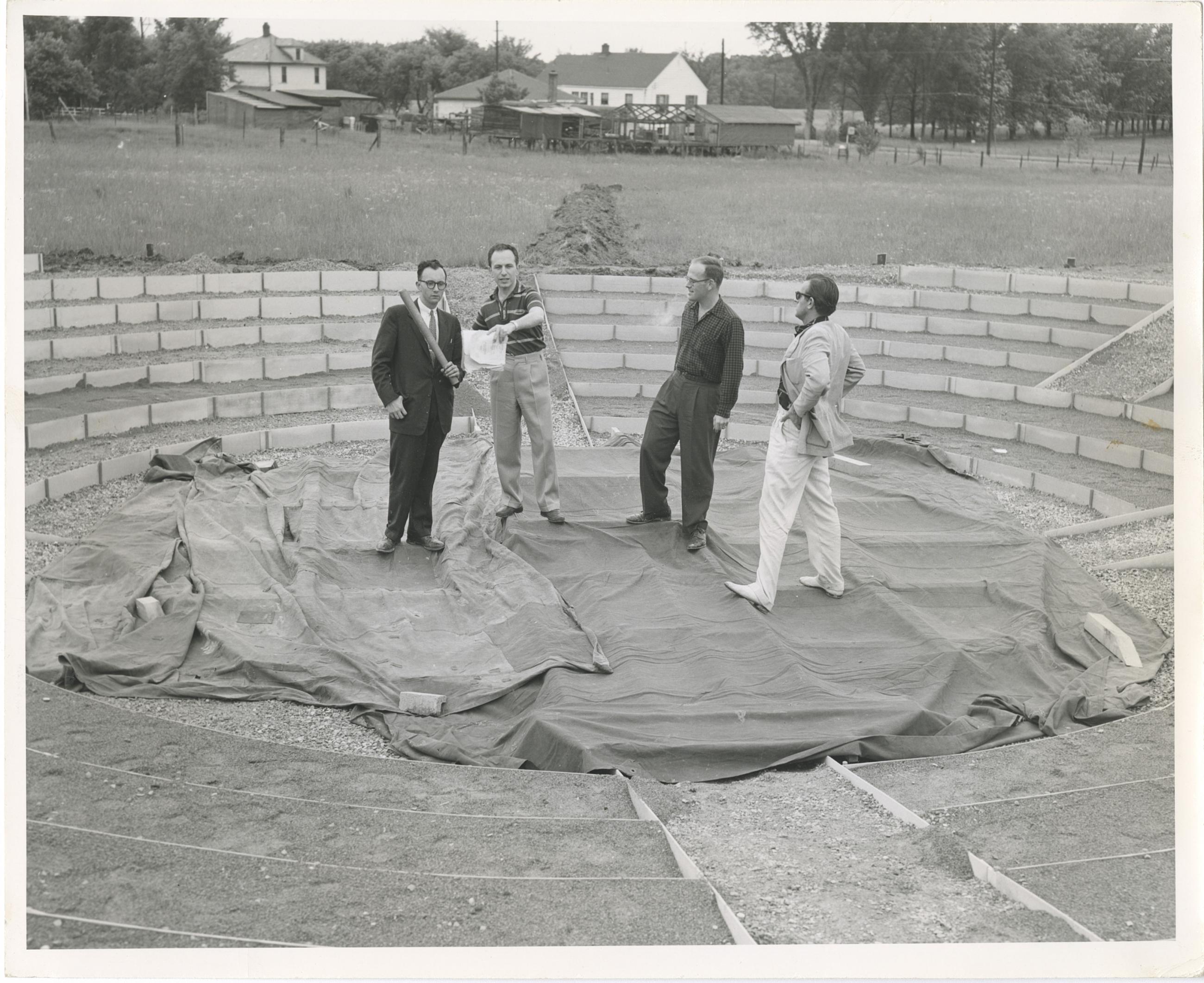 Joseph Weaver, Edward Ludlum, Jay South and Unidentified Person at the Site of Playhouse on the Green