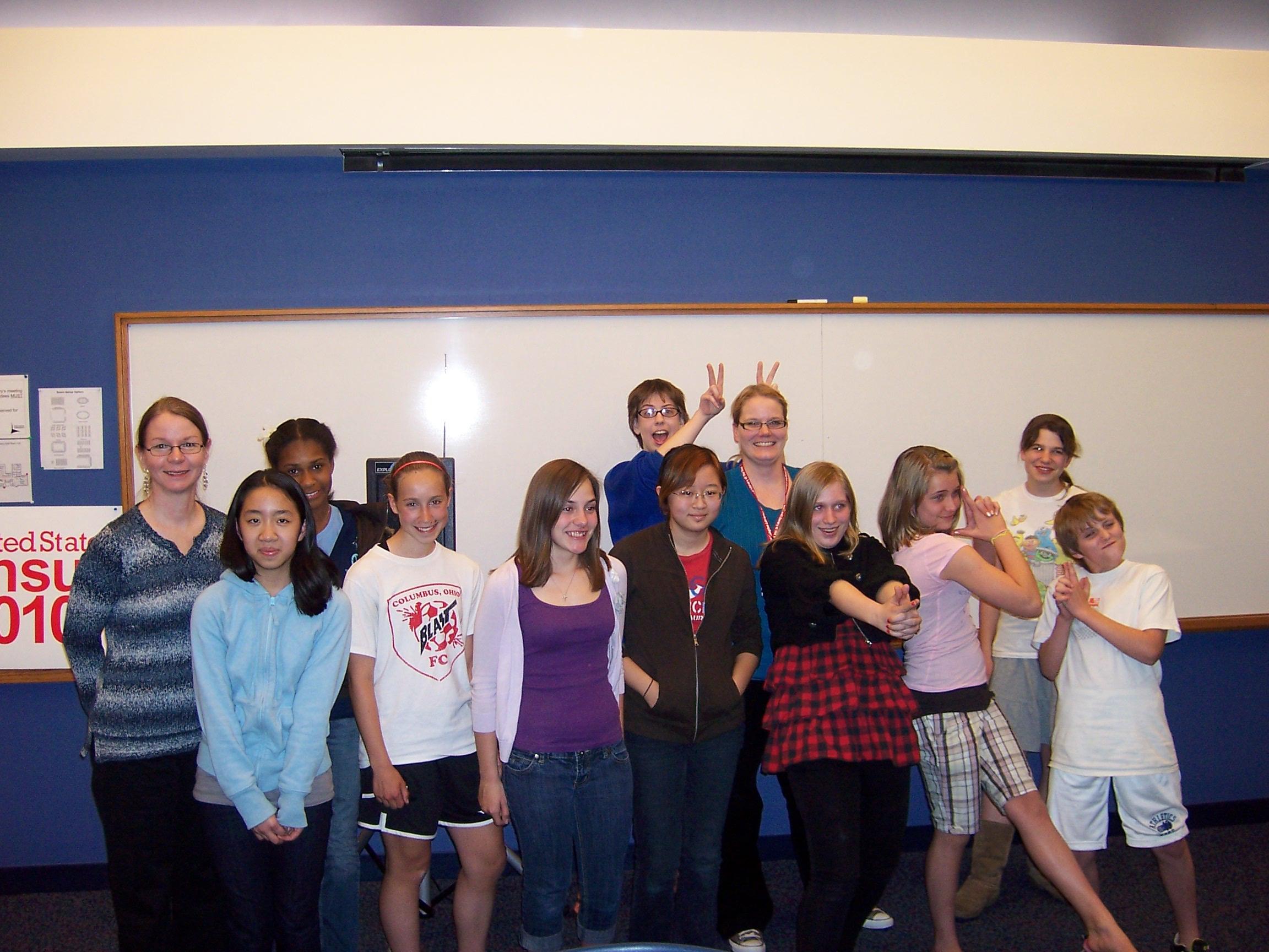 Librarian Ann Pechacek and teens at the Open Mic @ Your Library program in 2010