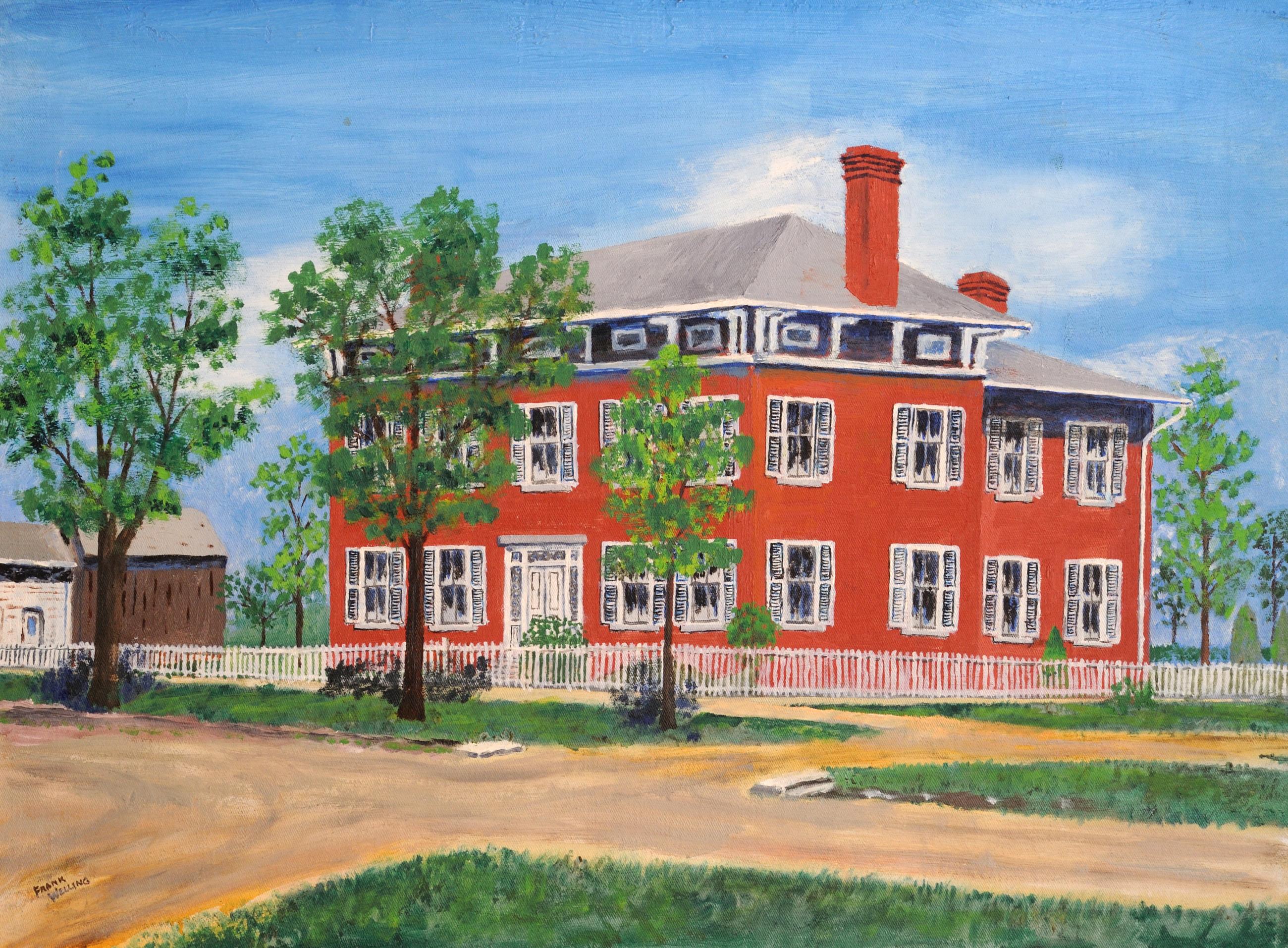 Painting by Frank Welling of House at High Street & New England Avenue
