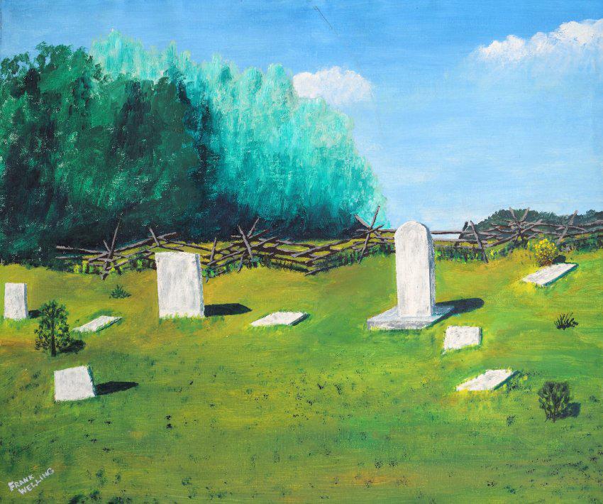 Painting by Frank Welling of Methodist Cemetery