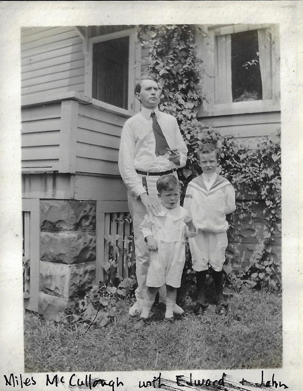 Photograph of Edward "Miles" McCullough With Sons John and Edward