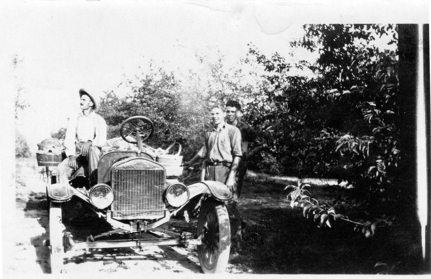 Photograph of Herman Wagner and Two Other Men at the Brown Fruit Farm