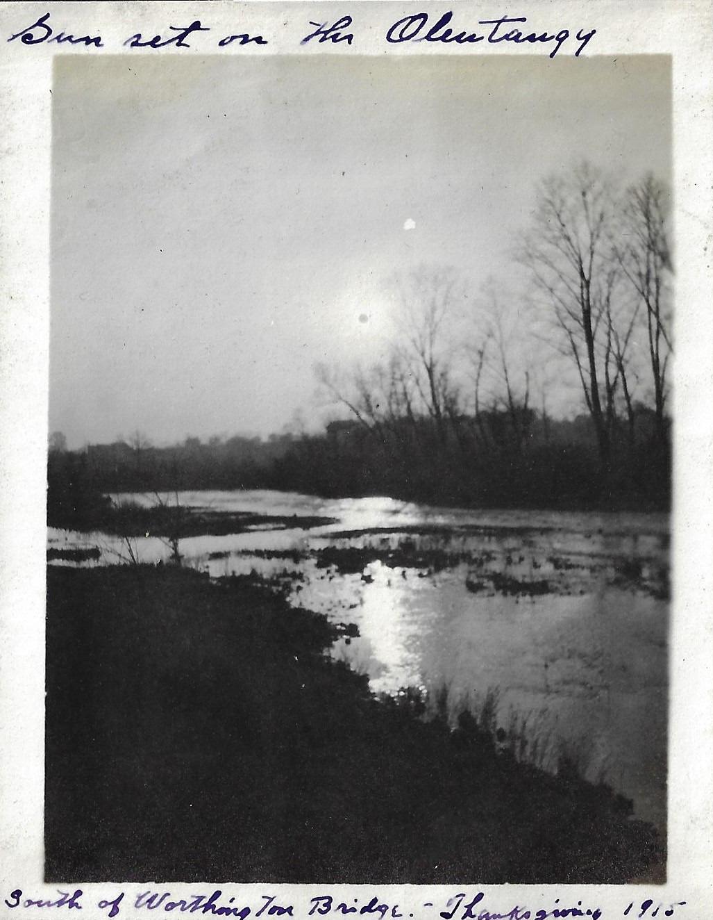 Photograph of the Olentangy River at the Granville Road Bridge, Thanksgiving 1915
