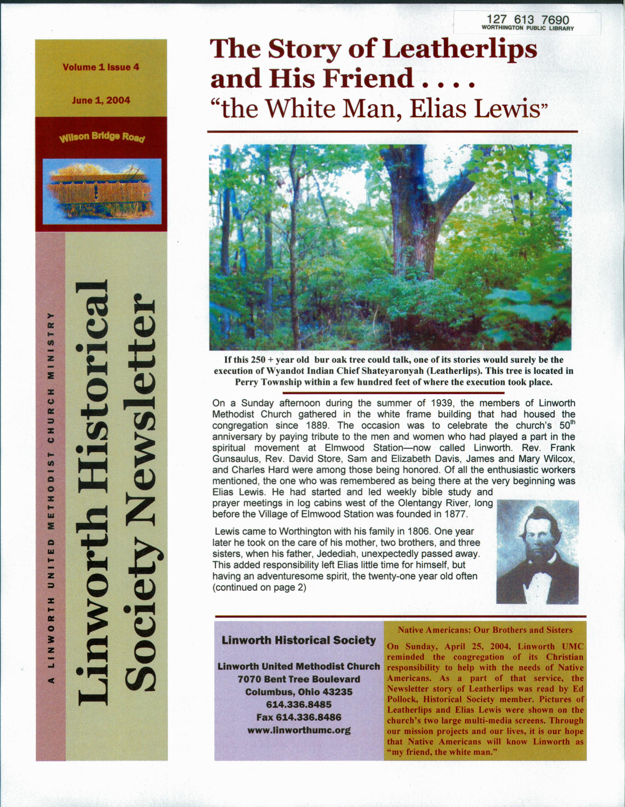 The Story of Leatherlips and His Friend.... "the White Man, Elias Lewis"