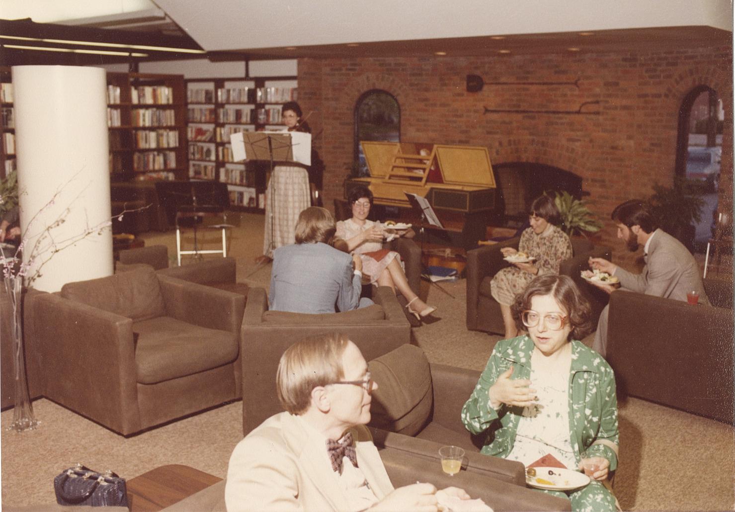 Wedding Attendees in Fireplace Area at the Old Worthington Library