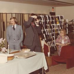 Bob Foulk, Ann Zemon Alexander and Others at the Old Worthington Library for Wedding, May 8, 1982