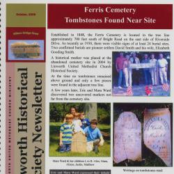 Ferris Cemetery Tombstones Found Near Site