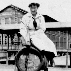 Harriet Elizabeth Putman on Water Barrel at Camp Sherman