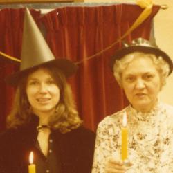 Photograph of Rachel Alexander and Peg Wheaton in the Children's Room at the Worthington Public Library