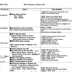 Schedule for WIFA Visit to Sayama City