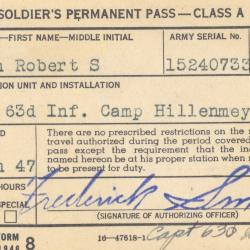 Soldier's Permanent Pass
