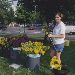 Two Vendors with Sunflowers at the Worthington Farmer's Market