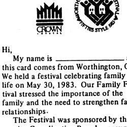 Worthington Family Festival Balloon Tag