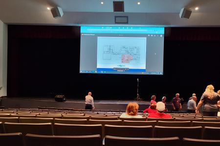 Attendees at the Thomas Worthington High School Alumni Tour, Gathering in Auditorium