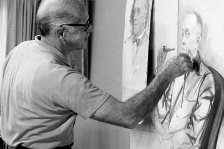 David Philip Wilson Works on a Portrait