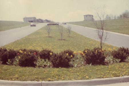 Entrance to Worthington Hills with Worthington Hills Garden Club Beautification Project, 1968
