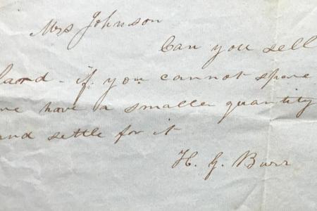 Letter to Achsa Johnson of Worthington, Ohio from H.G. Burr