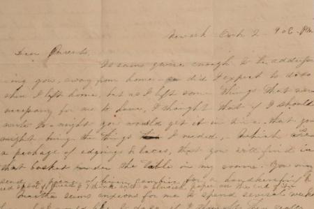 Letter to Orange and Achsa Johnson of Worthington, Ohio from Mary Johnson in Newark, Ohio