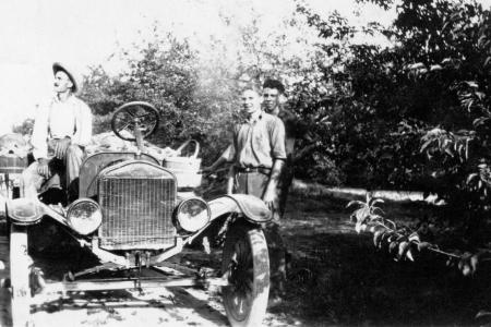 Photograph of Herman Wagner and Two Other Men at the Brown Fruit Farm