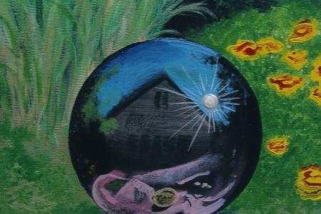 "Reflections" Painting by William (bc) (Bill) Collins Shown with its Source Material