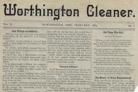 Worthington Gleaner, February 1884